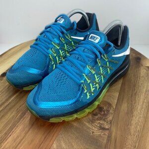 Nike Air Max Womens Running Shoes 698903-413 Blue Neon Green Size 8.5